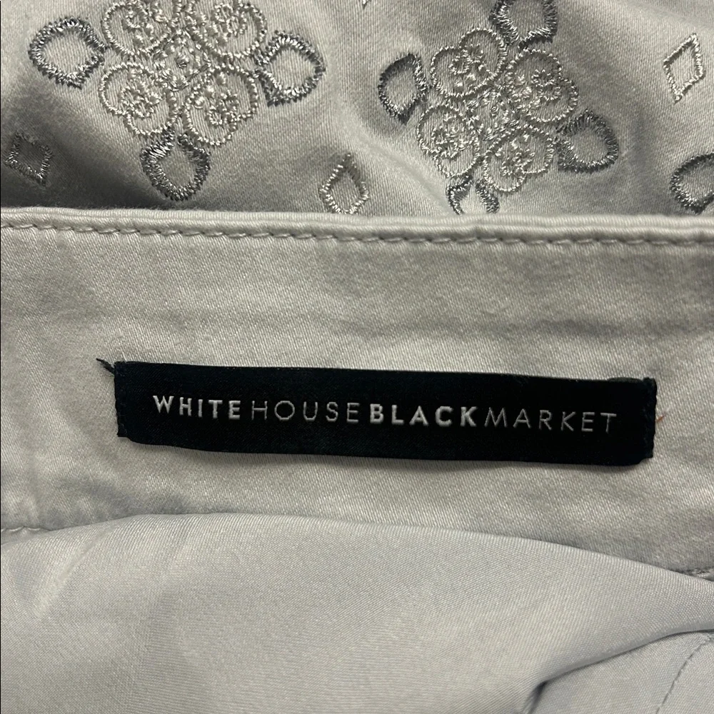 White House Black Market Gray Embroidered WHBM Women's 5” Shorts 10 - Picture 9 of 13